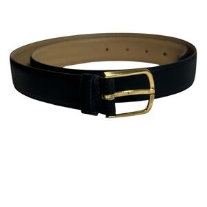 Black Split Cowhide Lined on Split Leather Men's Thin Belt Size 36